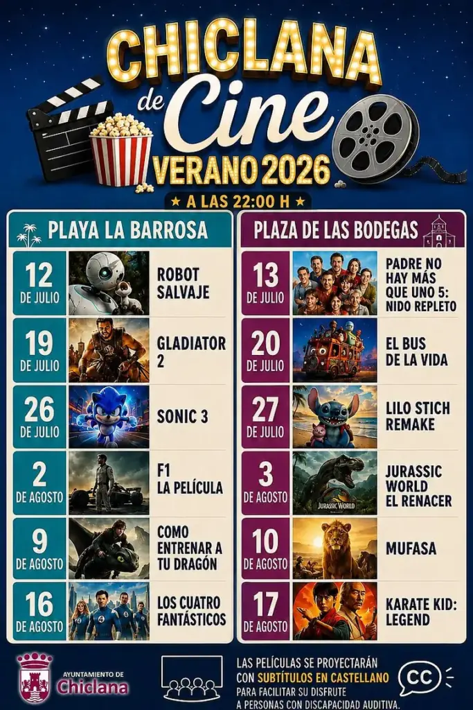 Dos noches de cine al aire libre animan Chiclana